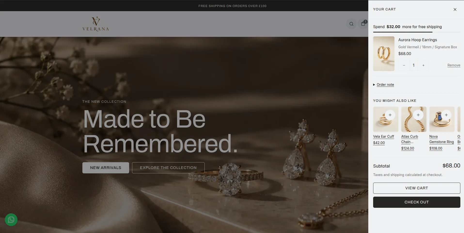 Krevia theme — cart