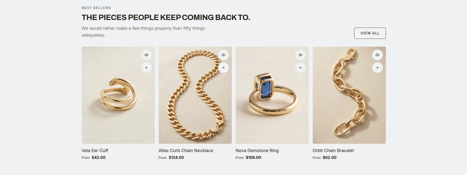 Krevia storefront — collection